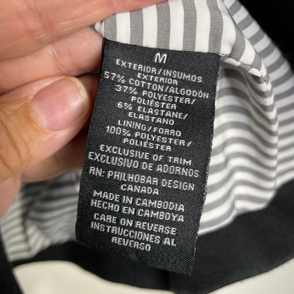 Nicole Miller Original Blazer Womens Sz M Black 3/4 Sleeve Striped Lining Office - Picture 5 of 11